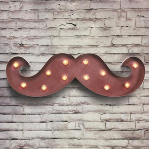 Barber insegna luminosa baffi moustache light vintage