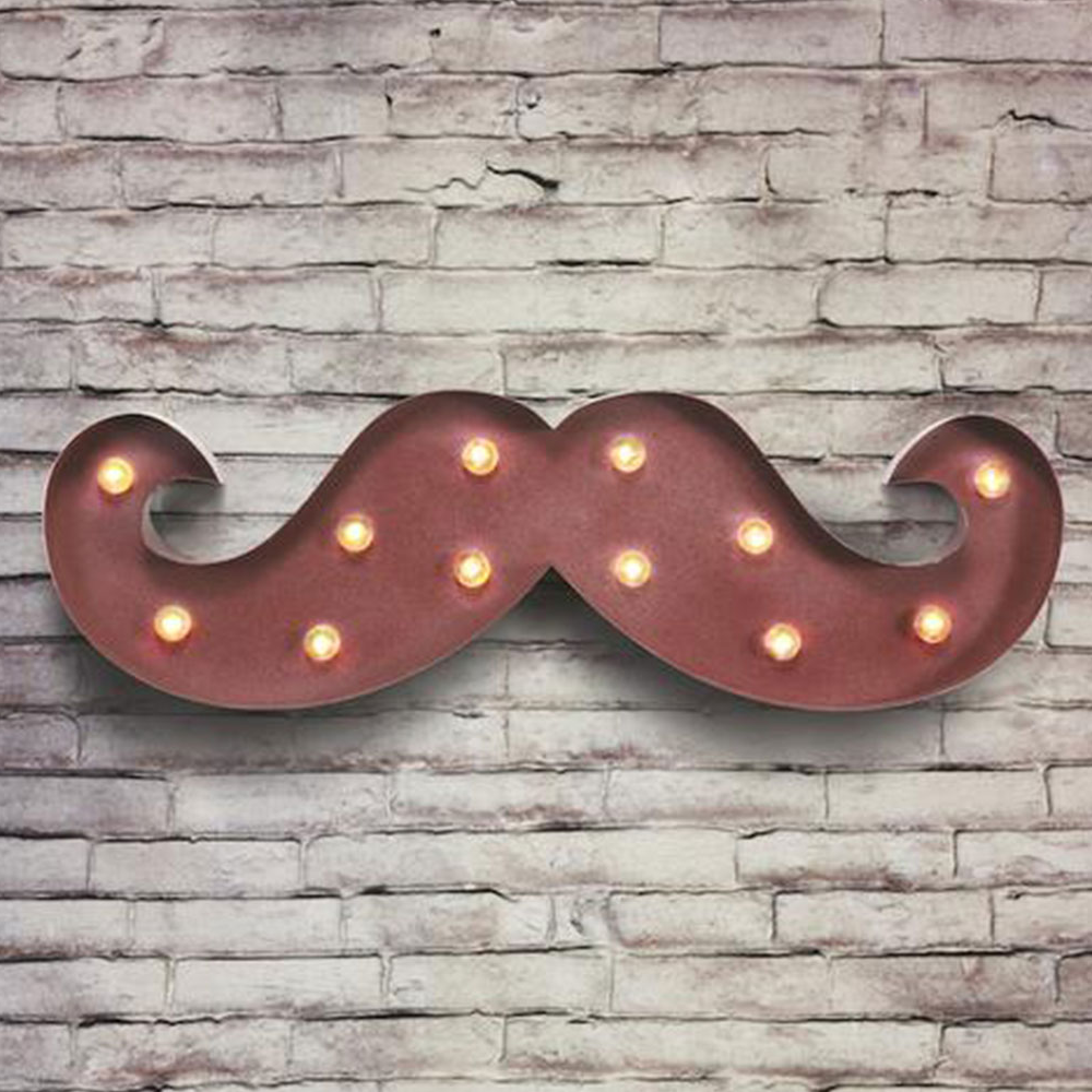 Barber Insegna Luminosa Baffi Moustache Light Vintage