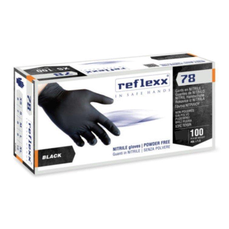 Reflexx 78 Guanti Nitrile Senza Polvere Nero 100PZ Medium