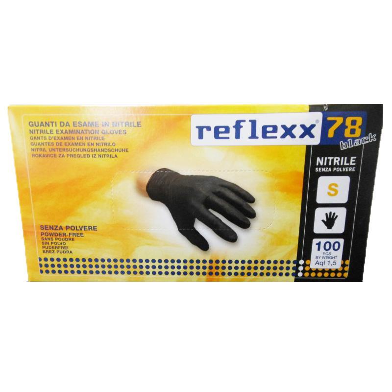 Reflexx 78 Guanti Nitrile Senza Polvere Small Nero