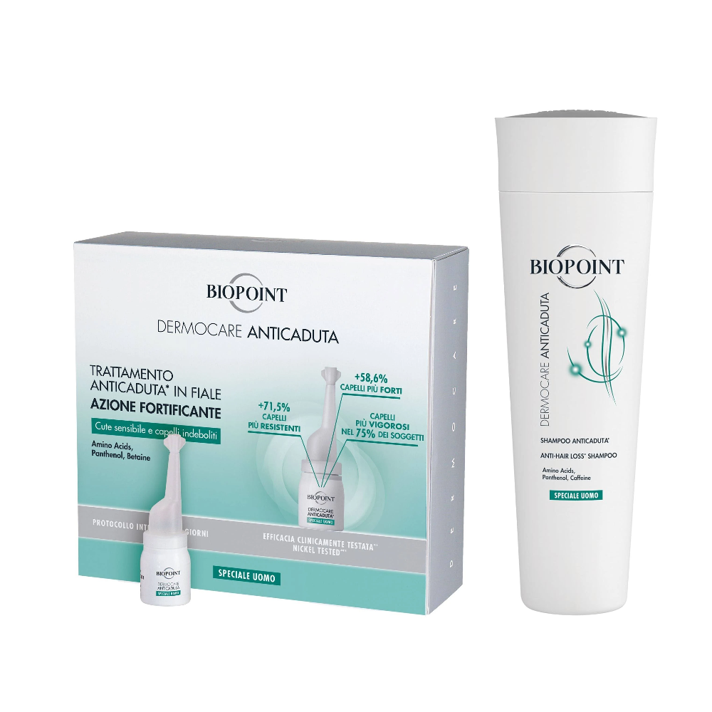 Biopoint Dermocare Anticaduta Uomo Kit 20 x 6ML + Shampoo 200ML