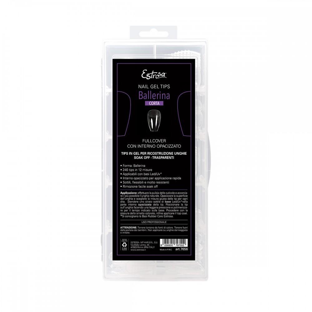 Estrosa Nail Gel Tips Ballerina Corta 12 Misure 240Pz 7656